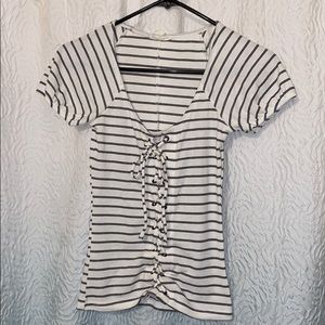Aeropostale Black & White Striped Shirt